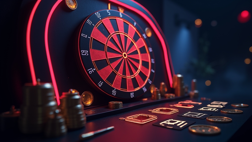 Pantalla de bono con campo de código y luces de casino en estilo oscuro